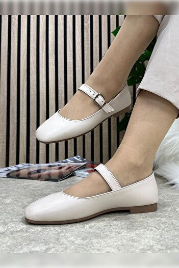 İmerShoes Beige Women's Shoes - Adjustable Buckle, Low Heel, Soft Comfortable - 506