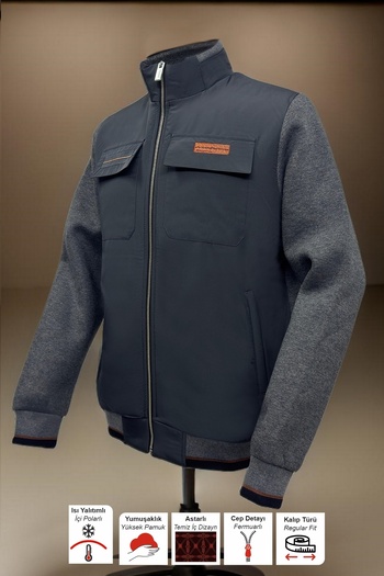 BESSA Men's Winter Smoked Jacket Lined Thick Fabric Cover Zippered Side Pockets