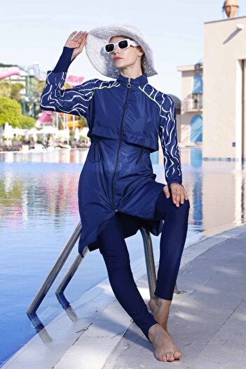 REMSA Navy Blue Hijab Swimsuit - Full Covered, Duru 2425