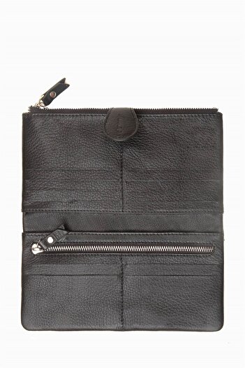 DAMY Genuine Leather Rfid Protected Women's Wallet 958 - Black