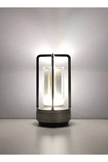 Taimi Crystal Lantern Table Lamp, Modern Wireless Rechargeable, Dimmable Night Light, Silver