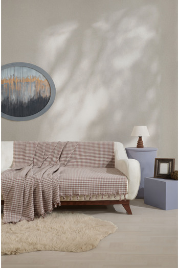 Lux Touch Luna Milk Coffee & Beige καρό κάλυμμα καναπέ 180 X 200 cm Κάλυμμα καναπέ-κρεβάτι Βαμβακερό