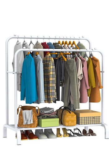 Taimi Clothes Organizer And Holder Metal Stand White 150x55x110cm