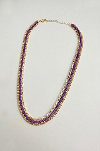 Modex Purple Colored Triple Chain Necklace (45cm)