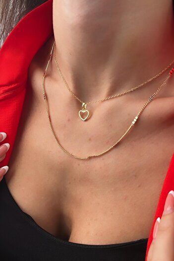 Modex Gold Color Double Candy Heart Necklace Gift for Lover