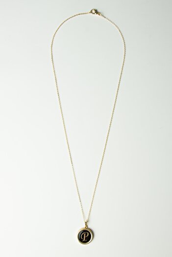 Modex Gold Black Pearlescent Letter Necklace