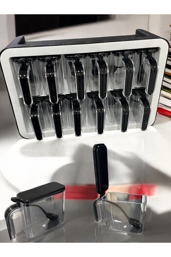 CocoVia Decorative Spice Rack Set of 12 - Set with Spoon and Lid