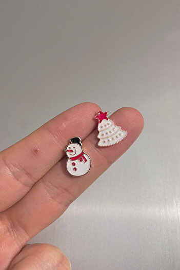Jaida Moda Women's Christmas New Year's Earring with Snowman and Pine Tree Figures