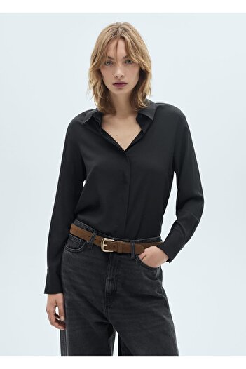 MANGO Woman Flowy Long Sleeve Shirt