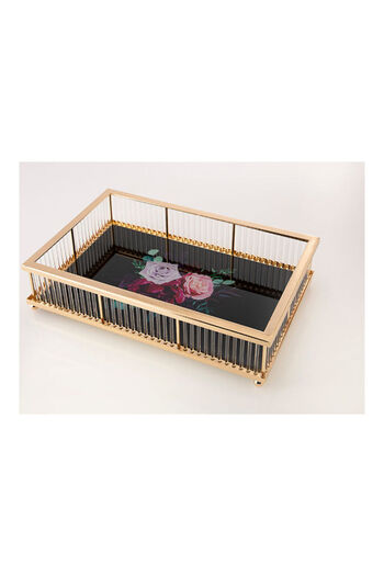 Dania Printed Serving Tray Black/Gold 34 x 22 x 7cm