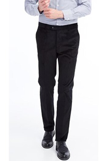 PANT POSİTİVE Merdan Black Classic Cut Men's Velvet Trousers-4863