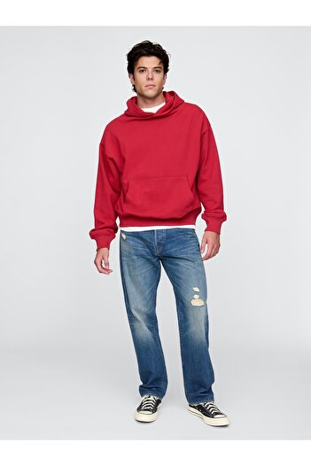 GAP Erkek Kırmızı Gap Logo Heavyweight Oversize Sweatshirt