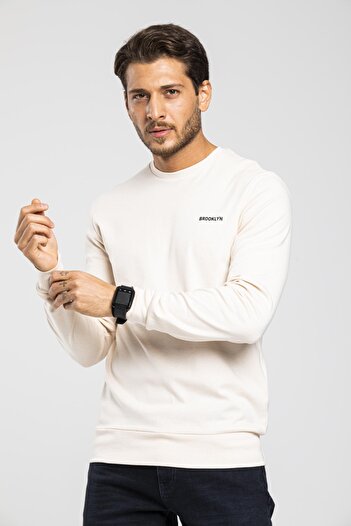 Superlife Süperlife Bisiklet Yaka Uzun Kollu Dar Kalıp İnce Erkek Sweatshirt SPR2019K18