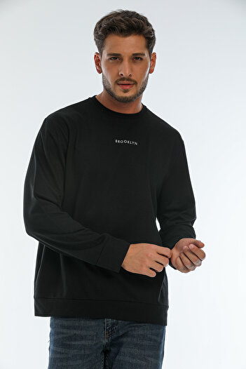 Superlife Tenká mikina Superlife s potiskem Brooklyn Regular Fit s výstřihem a výstřihem