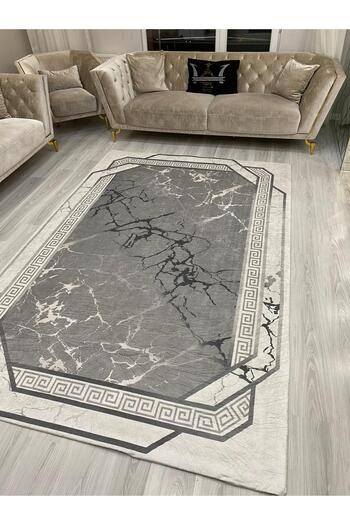 ALLGELSİN 6m2 Meter Square Washable Carpet Cover - 200x300cm, Elastic Bottom, Modern Striped