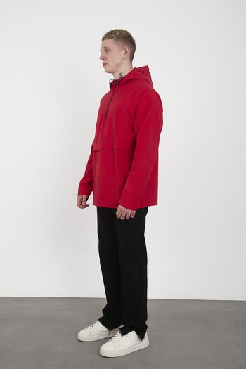 Rocqerx R-2448 Hooded Half Zipper Detailed Parachute Windbreaker & Raincoat
