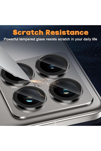 Fibaks Xiaomi Mi 14t Pro Compatible Camera Protection Black Color Lens Protector Tempered Glass Protection