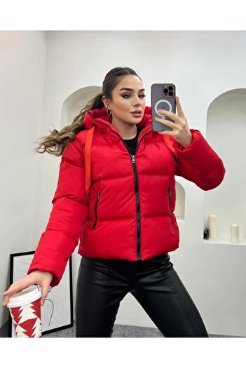 ARMATO Journal Red Color Filled Fibered Hooded Sports Coat