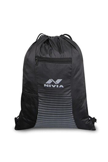 Nivia String Bag With Sipper Pocket | Black | Sports Bag | Gym Accessories