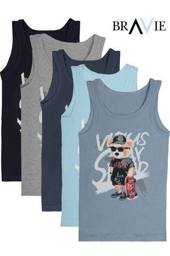 Bravie Colorful Bear Picture Boys' Undershirt 5 Pack