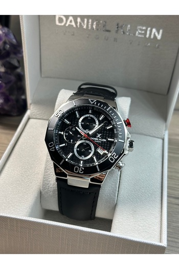 Daniel Klein All Functions Active Men's Wristwatch Leather Band 3 Atm Waterproof 2 Years Warranty