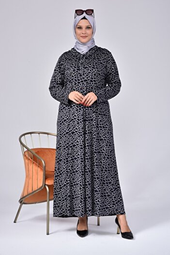 Ferace Γυναικείο Casual Φόρεμα Hijab Leopard Print Φόρεμα μεγάλου μεγέθους