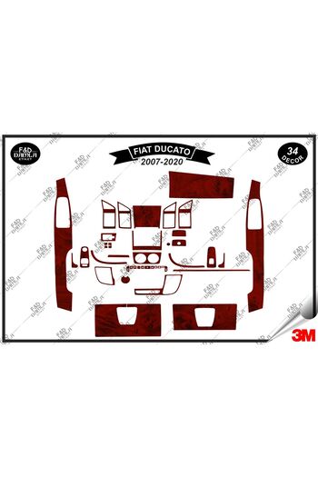 FD Damla Etiket Fiat Ducato 2007-2020 Set de finisare din mahon pentru consola - 34 de piese din mahon
