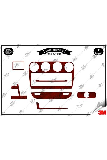 FD Damla Etiket Opel Omega B 1993-1999 Consolă torpedo - Set de 7 piese din furnir de mahon