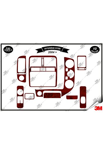 FD Damla Etiket Hyundai H100 2004 Torpedou - Set de 10 piese pentru trimul de consolă din mahon