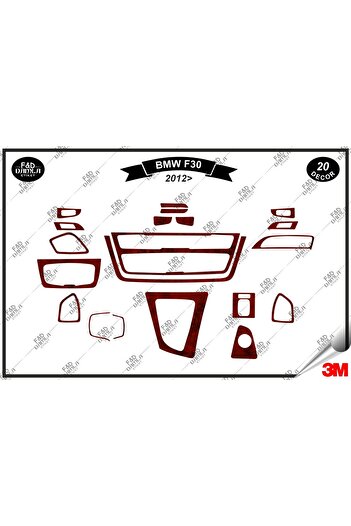 FD Damla Etiket BMW F30 2012 - Set de ornamente din mahon pentru consola torpedo 20 piese