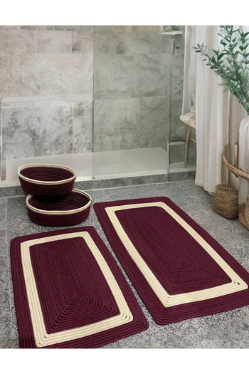 HomeTurko Jute Bath Mat - Set of 4 Basket, Double Sided Durable Decorative Gift Home Item