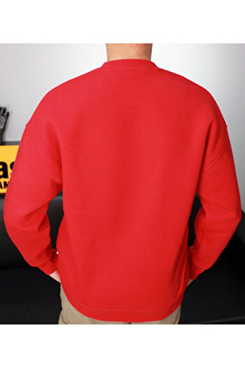 AMAZING CRASH Червона унісекс базова футболка з круглим вирізом Oversize Sweatshirt
