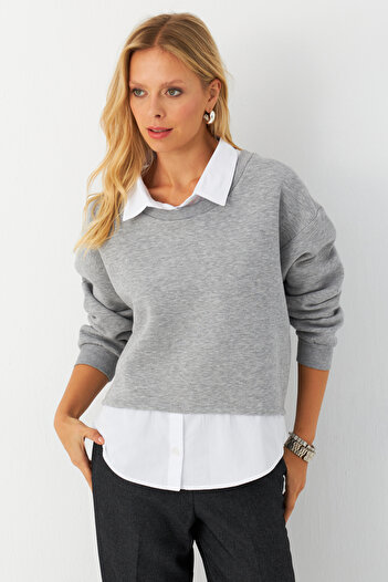 Cool & Modest Grey Sweatshirt - Women'S, Shirt Detail, Mayd21