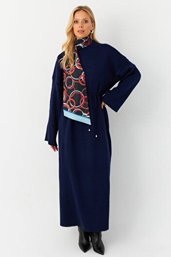 Cool & Modest Women's Navy Blue Knitwear Maxi Dress Mtc3367