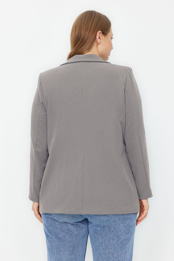 Trendyol Curve Μπουφάν σε γκρι ύφανση Blazer - Διπλό Κλείσιμο, TBBSS22CE0180
