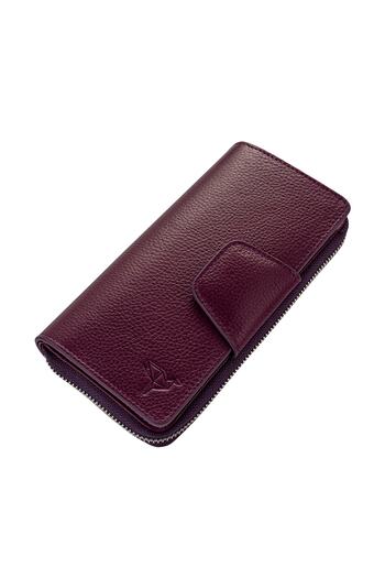 Garbalia Handmade Genuine Leather Plum Portfolio Women's Wallet