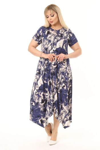 MELSAY Rochie asimetrică pentru femei cu mânecă scurtă, cu model Tie-Dye, mărime mare