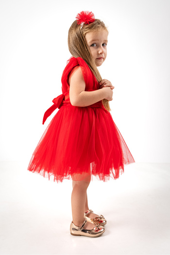 Porland Red April 23 Evening Dress Party Crown Accessory Fluffy Special Occasion Dress
