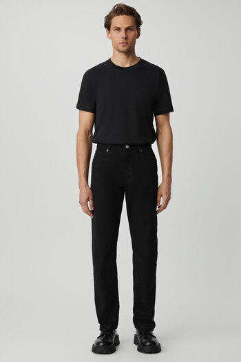 GRIMELANGE Bruno Men's - Relaxed Fit Thick Textured Washed Black Magic Denim Jeans