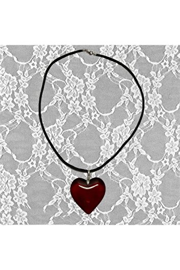 Köstebek Red Heart Shaped Necklace