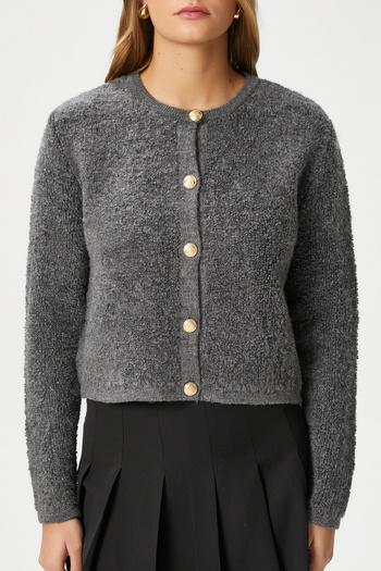 Ritnice Edna Anthracite Women's Boucle Cardigan