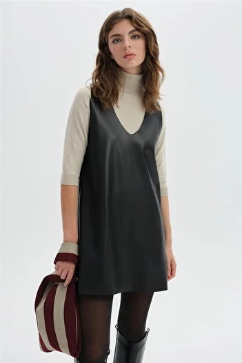 SHERIN Black Leather Dress