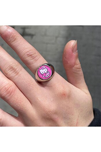 Köstebek Pembe Hello Kitty Kalpli Yüzük