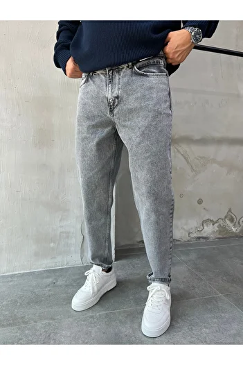 DİFRANSEL Men's Comfortable Fit Gray Boyfriend Pants