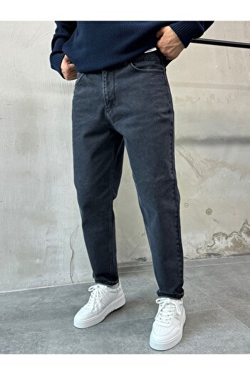 DİFRANSEL Men's Comfortable Fit Anthracite Boyfriend Pants