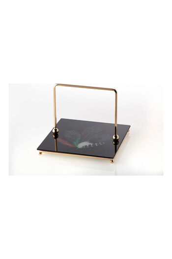 Dania Single Serving Plate With Holder Black/Gold 24 x 24 x 19cm