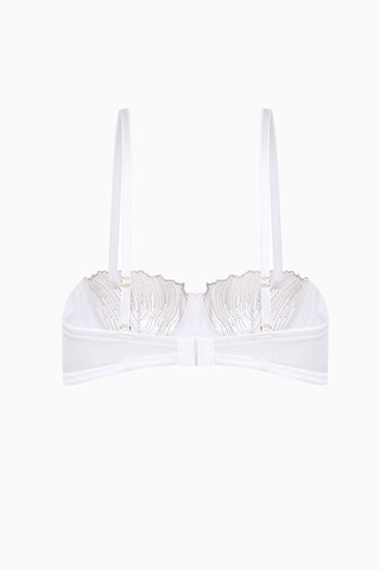 Wonna Ecru Color Glitter Embroidered Tulle Bra - Capless and Padded - Fashion - 2584