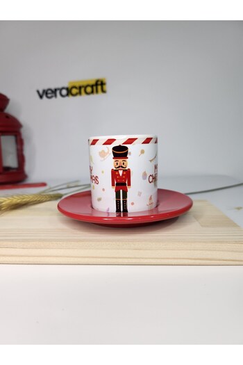 VRHediye Red Lead Soldier Porcelain Turkish Coffee Cup 2 Li
