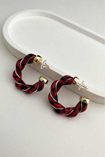 Modex Leopard Pattern Lightweight Twist Hoop Earrings (3cm)