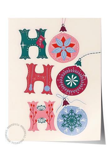 Postifull Frameless Christmas Poster, Christmas Decor, Comfort Series, Ho Ho Ho Poster, No:108677